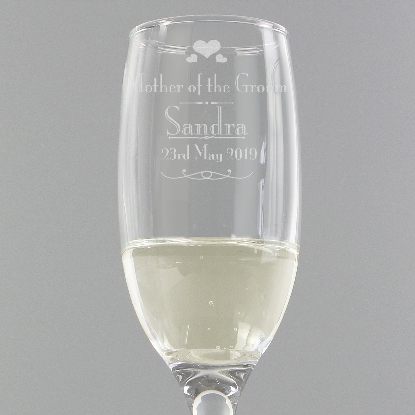 Personalised Decorative Wedding Mother of the Groom Glass Flute - Personalise It!