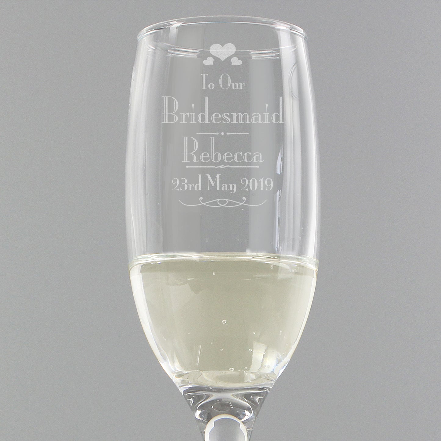 Personalised Decorative Wedding Bridesmaid Glass Flute - Personalise It!