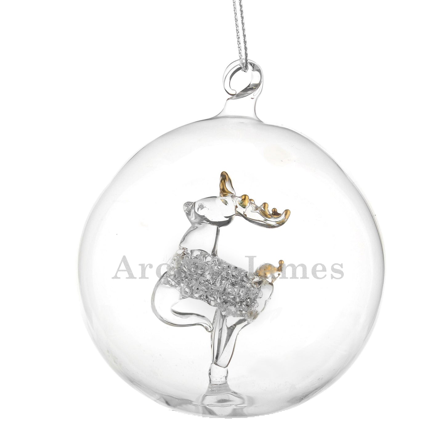 Personalised Name Only Reindeer Glass Bauble - Personalise It!
