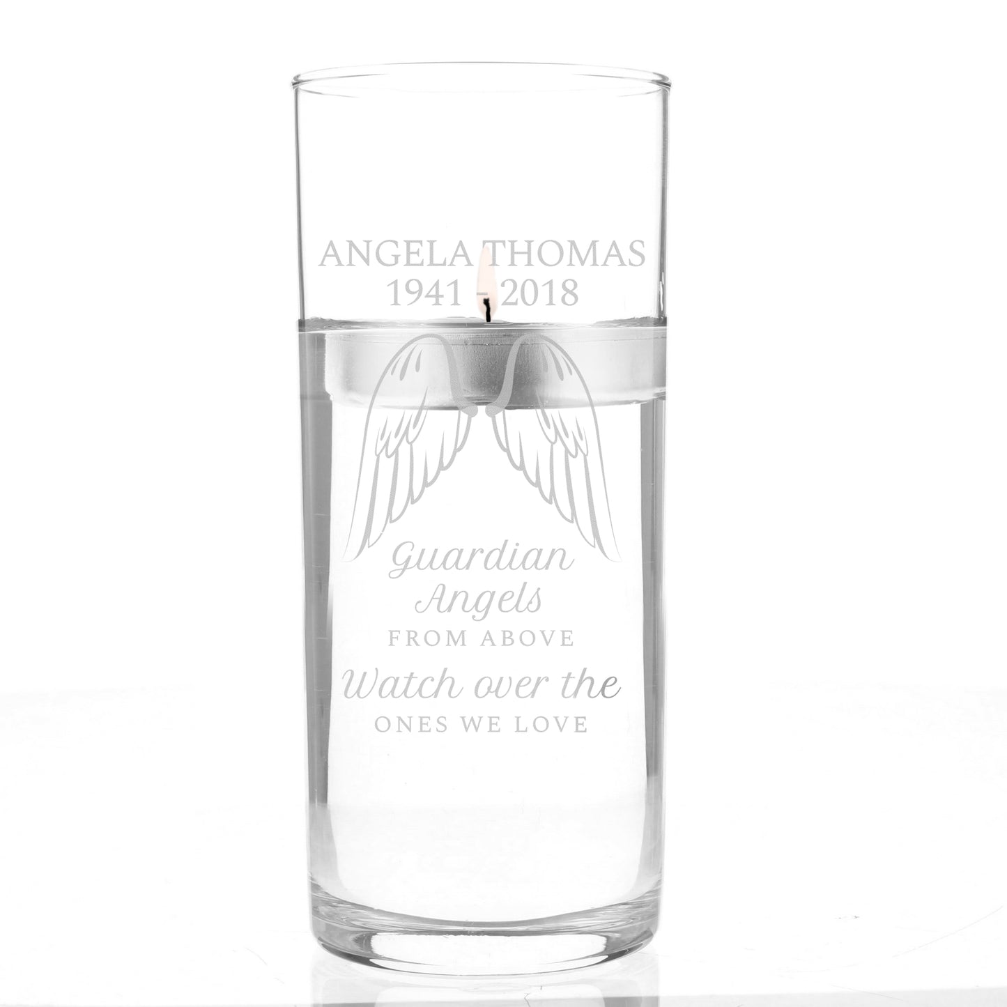 Personalised Guardian Angel Wings Floating Candle Holder - Personalise It!