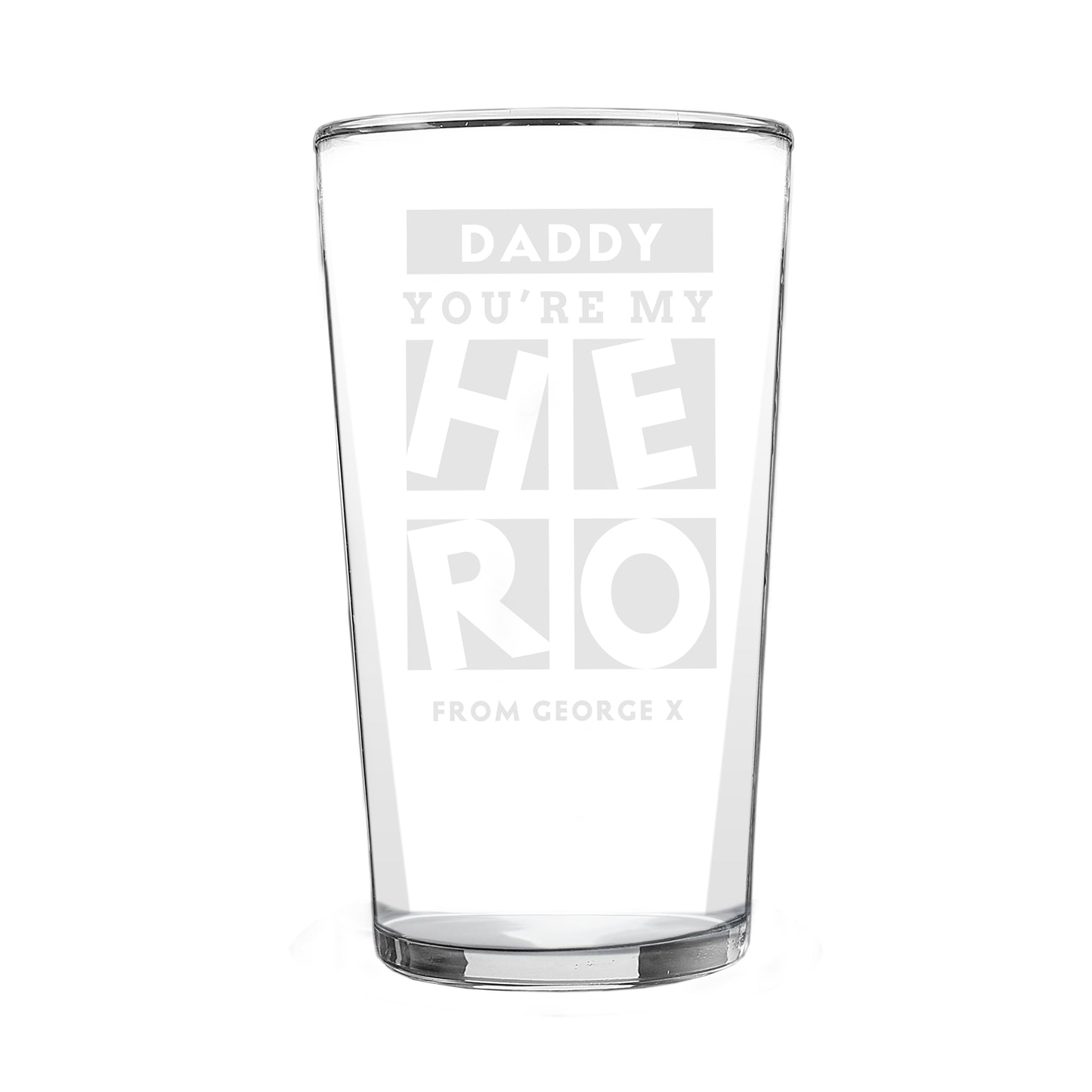 Personalised My Hero Father's Day Pint Glass - Personalise It!