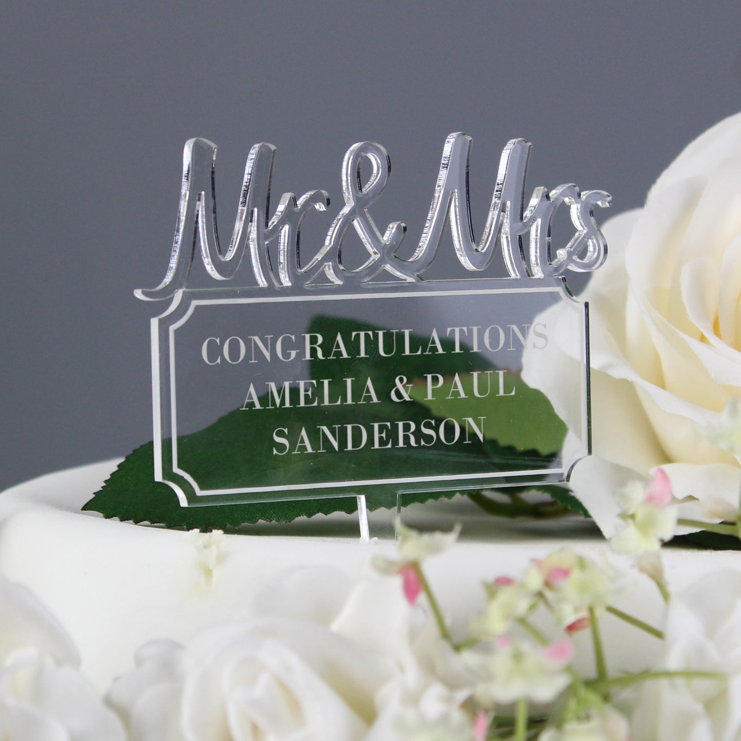 Personalised Mr & Mrs Plaque Acrylic Cake Topper - Personalise It!
