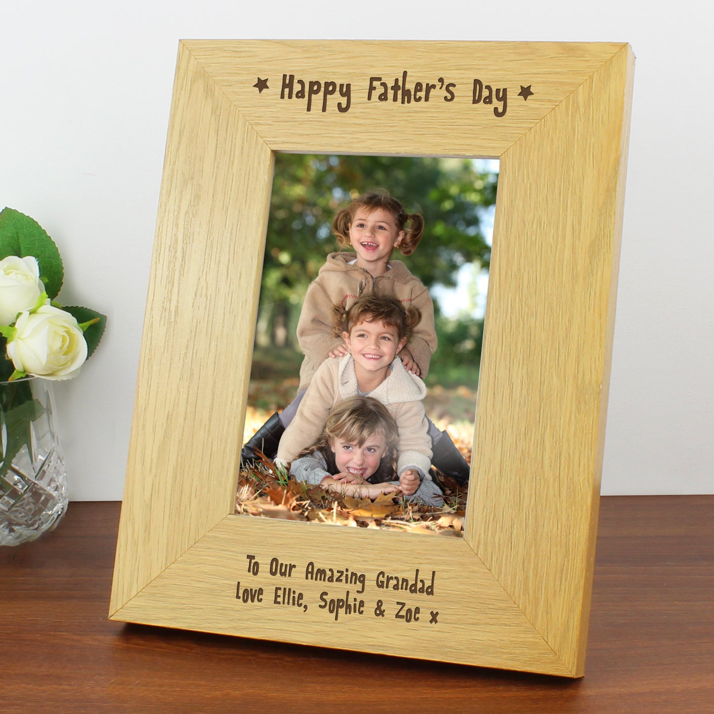 Personalised Oak Finish 4x6 Happy Fathers Day Photo Frame - Personalise It!
