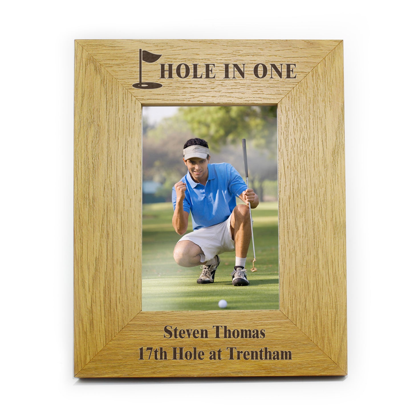 Personalised Oak Finish 4x6 Golf Photo Frame - Personalise It!