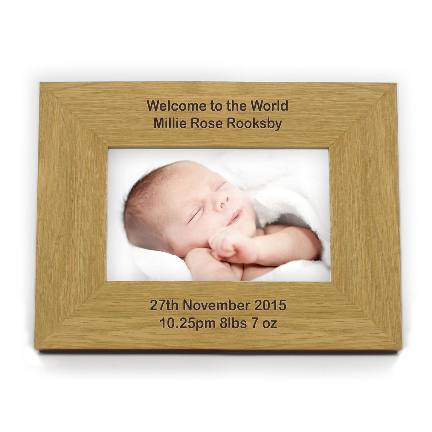 Personalised Long Message 6x4 Landscape Oak Finish Photo Frame - Personalise It!
