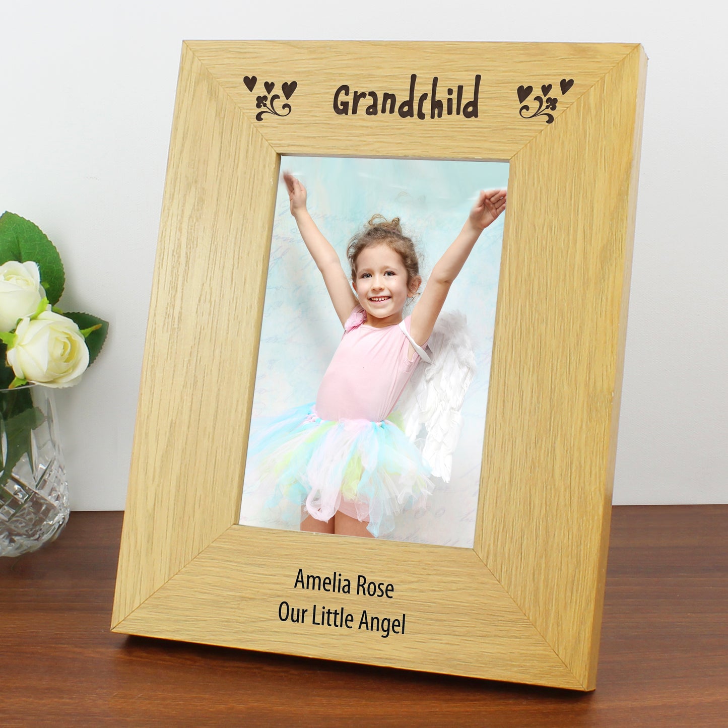 Personalised Oak Finish 4x6 Grandchild Photo Frame - Personalise It!