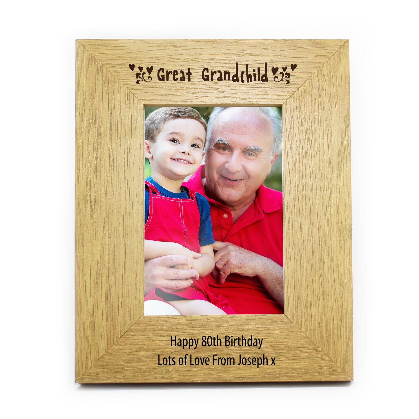 Personalised Oak Finish 4x6 Great Grandchild Photo Frame - Personalise It!