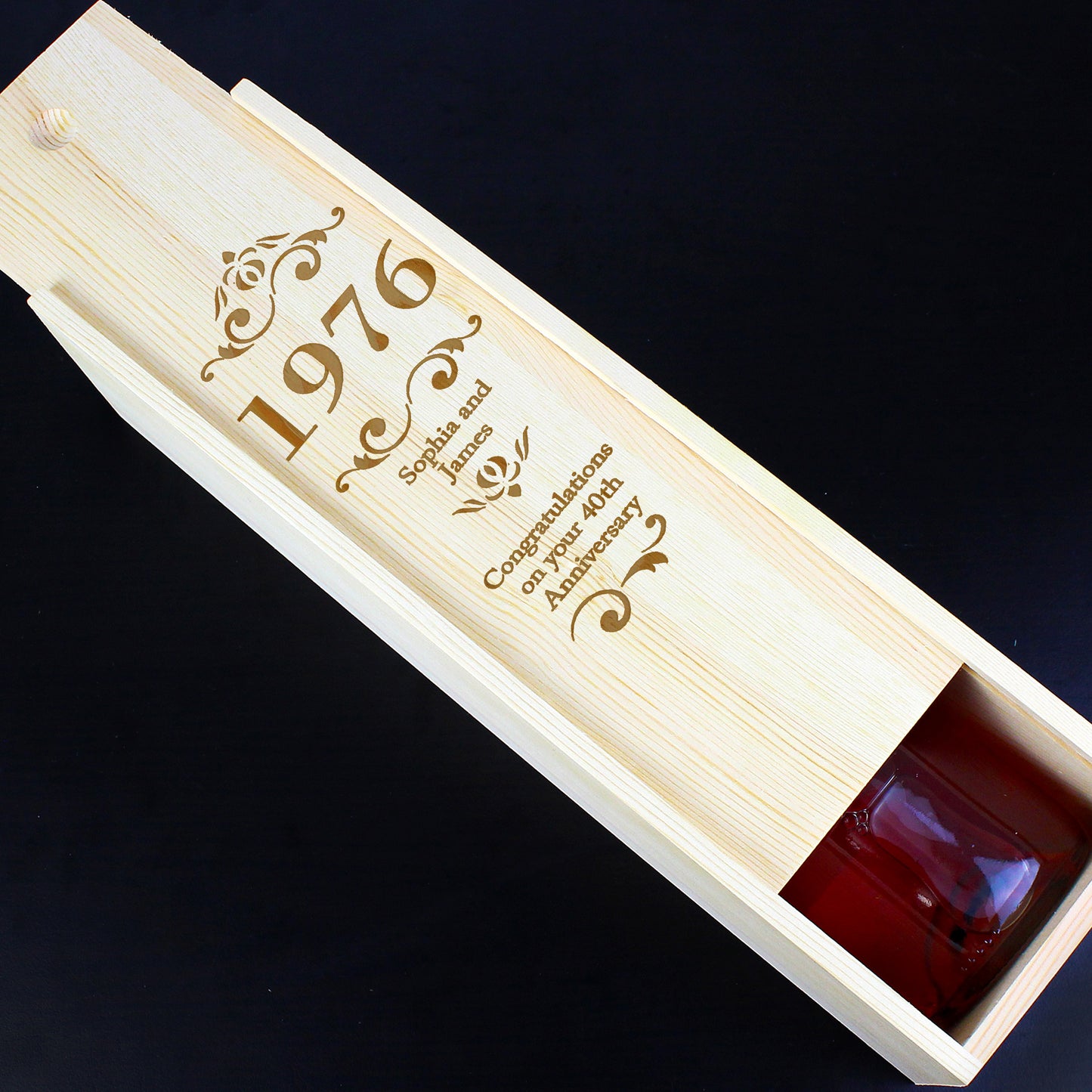 Personalised Elegant Number Wooden Wine Bottle Box - Personalise It!