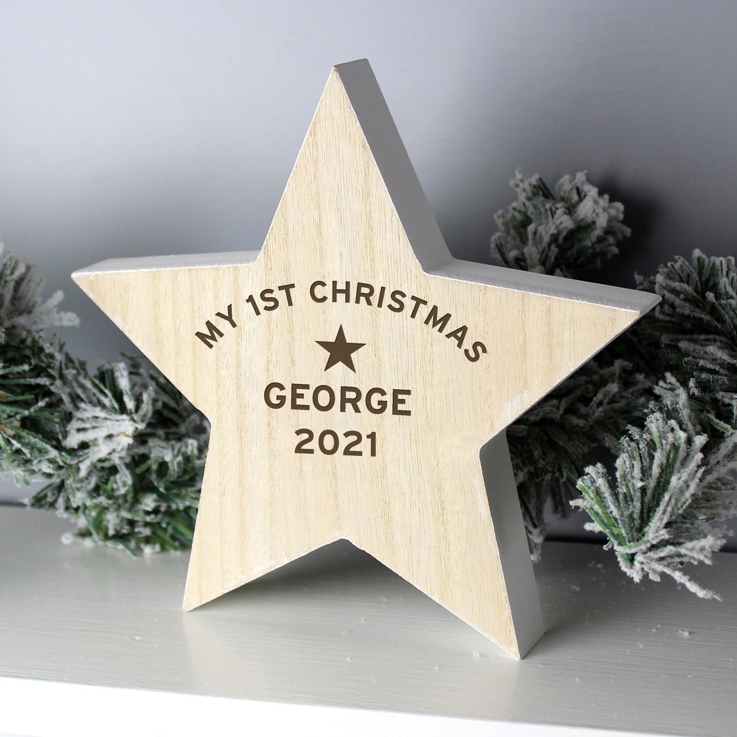 Personalised Rustic Wooden Star Decoration - Personalise It!