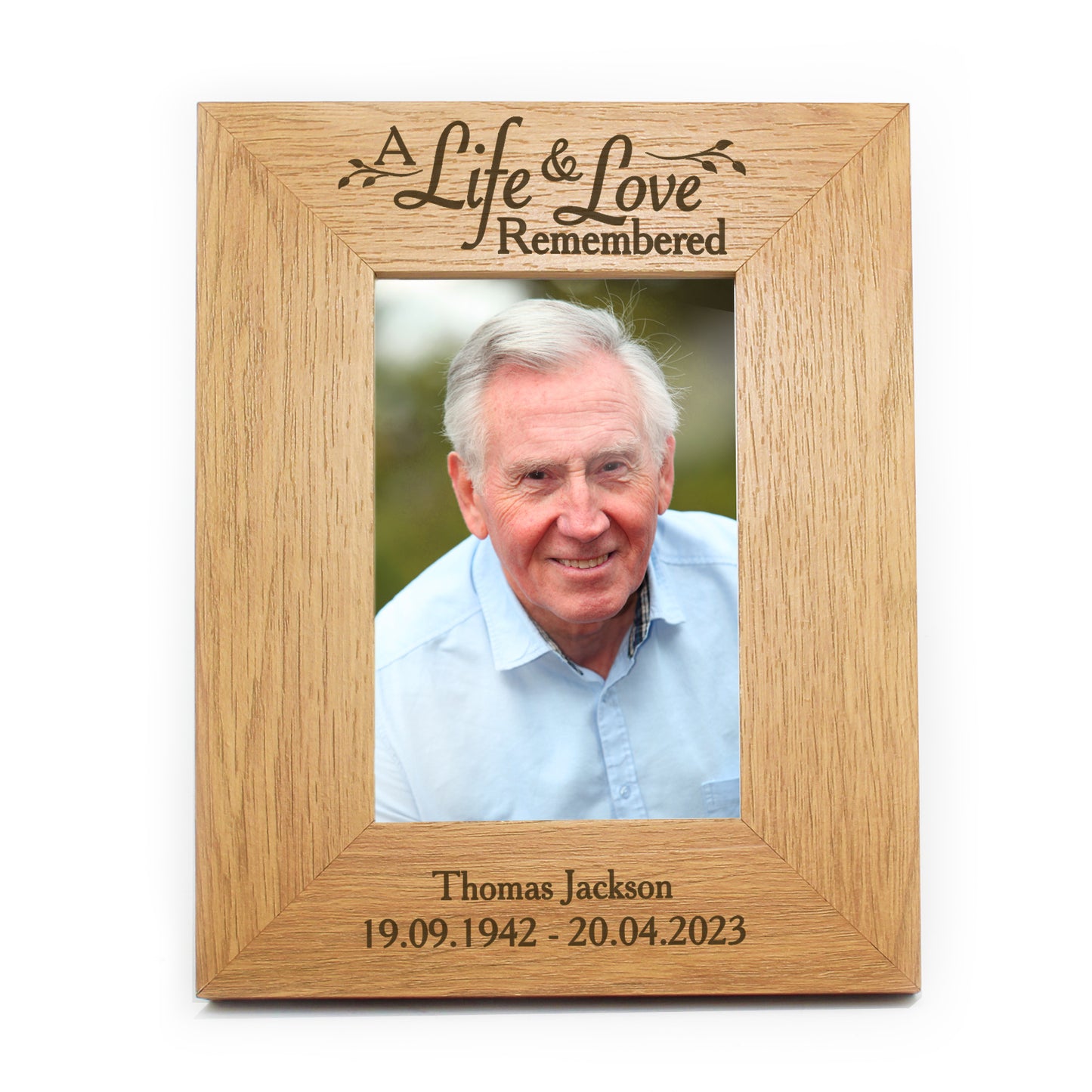 Personalised Life & Love 4x6 Oak Finish Photo Frame - Personalise It!