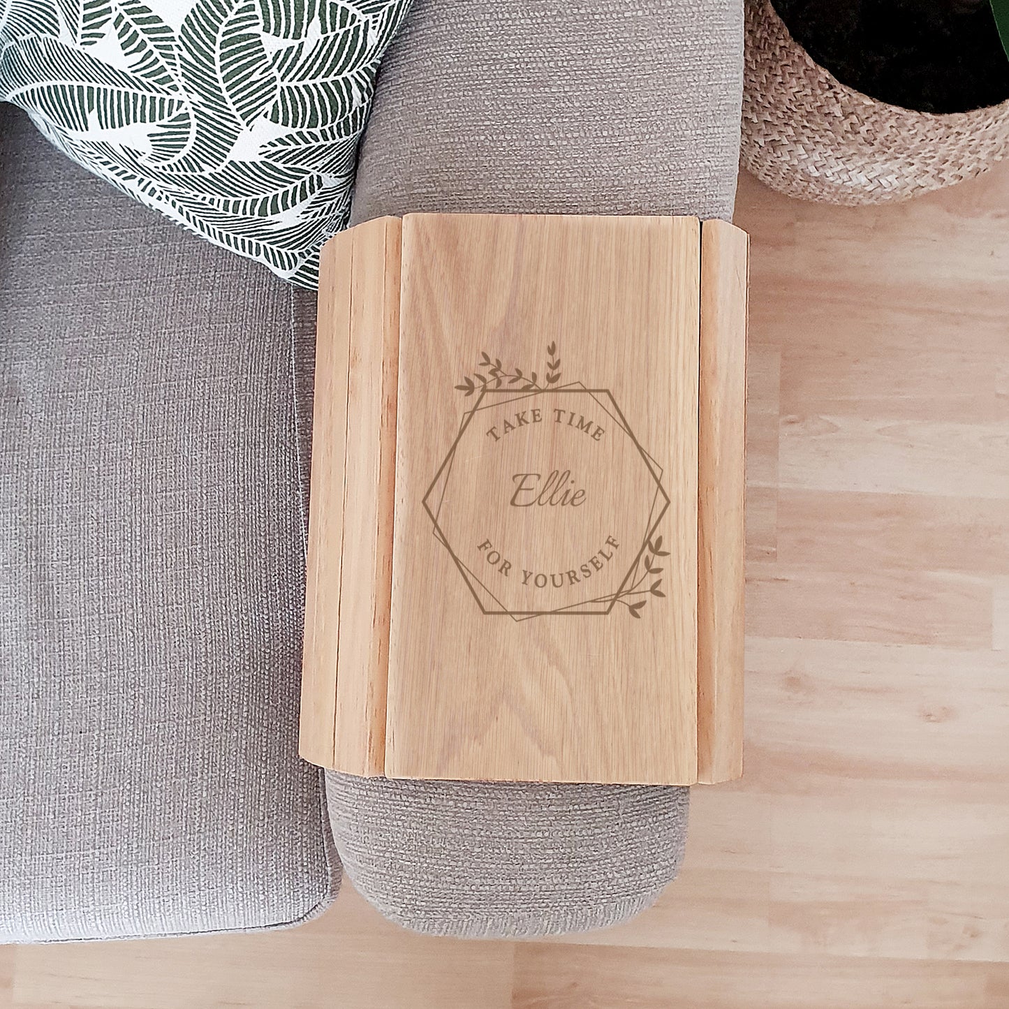 Personalised Take Time For Yourself Wooden Sofa Tray - Personalise It!