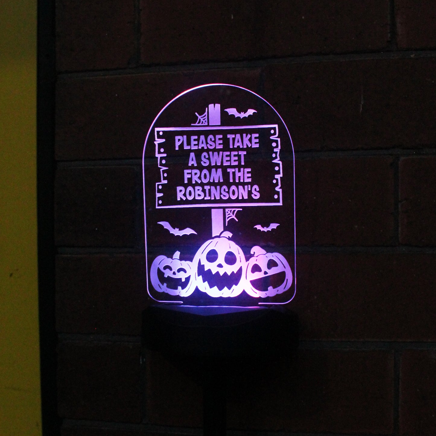 Personalised Pumpkins Sign Outdoor Solar Light - Personalise It!