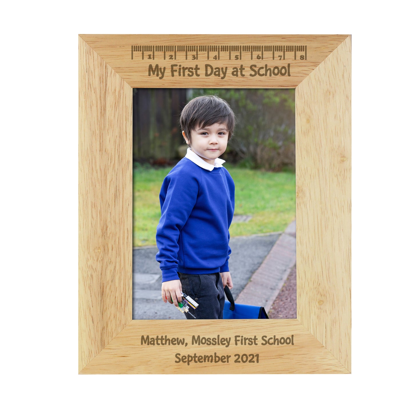 Personalised My First Day at School 5x7 Wooden Photo Frame - Personalise It!
