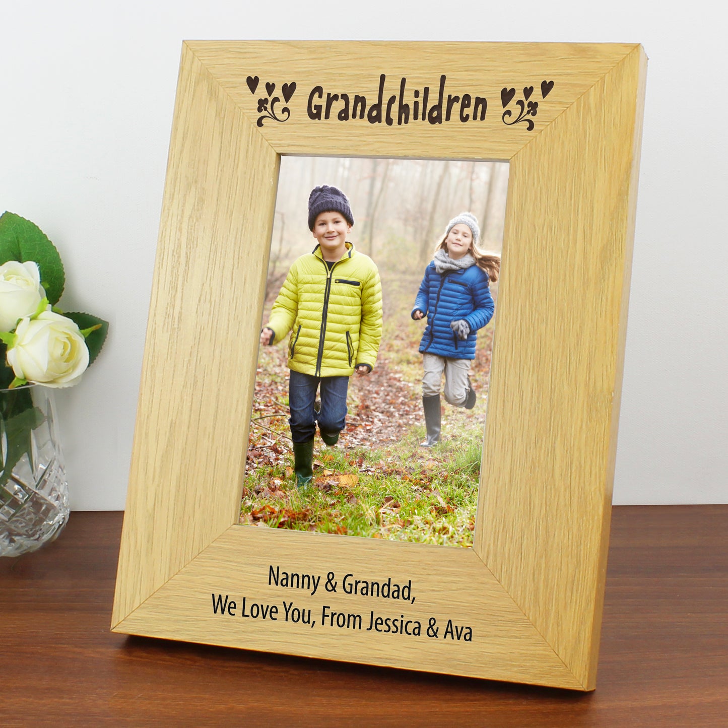 Personalised Oak Finish 4x6 Grandchildren Photo Frame - Personalise It!