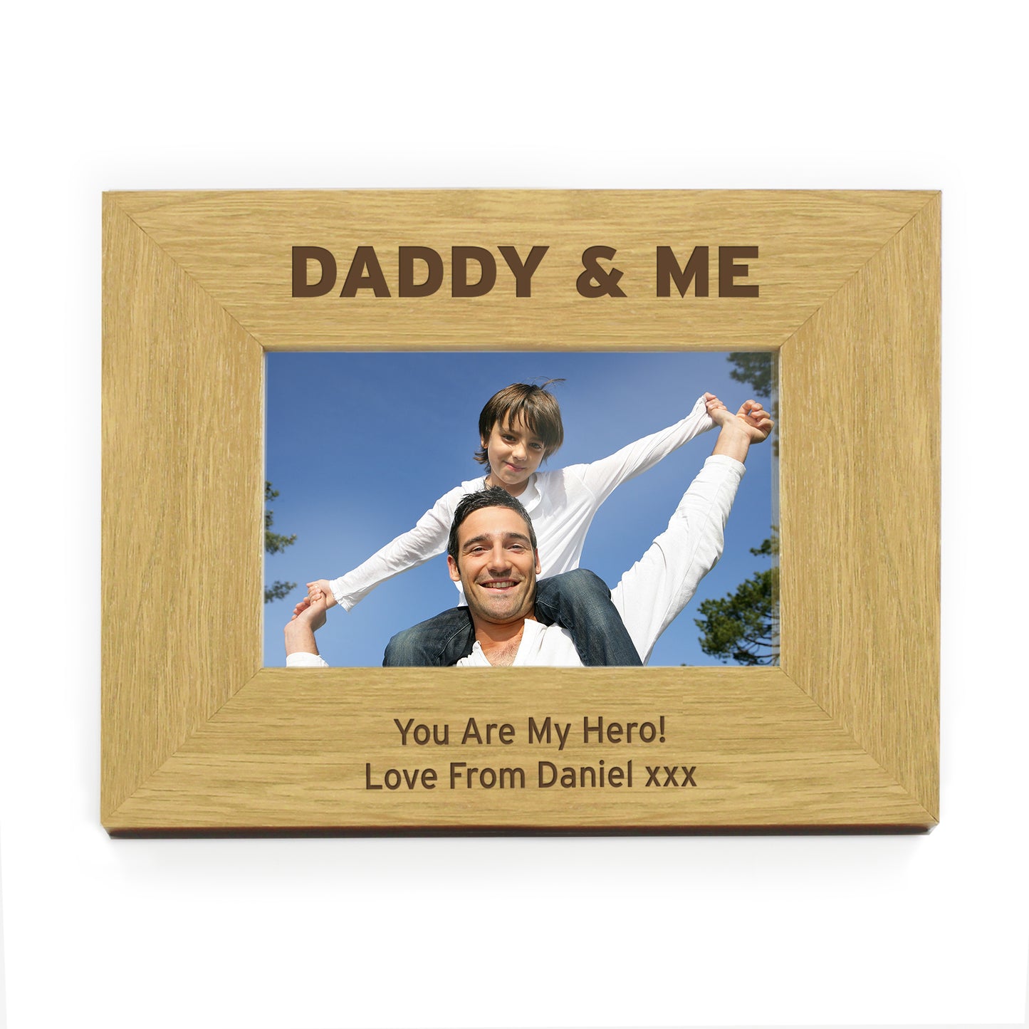 Personalised Oak Finish 6x4 Daddy & Me Photo Frame - Personalise It!