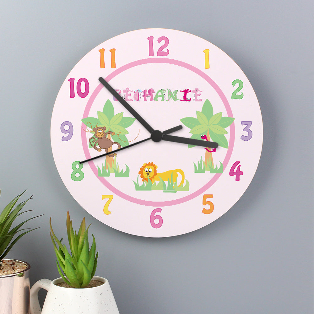 Personalised Pink Animal Alphabet Clock - Personalise It!
