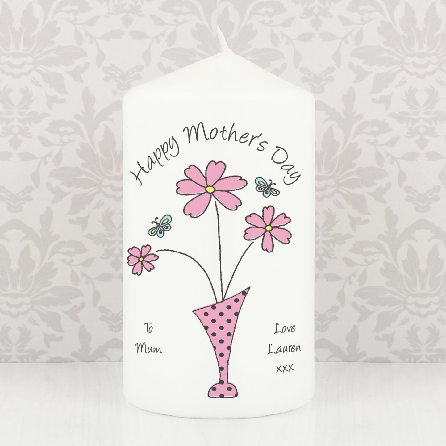 Personalised Flower in Vase Message Candle - Personalise It!