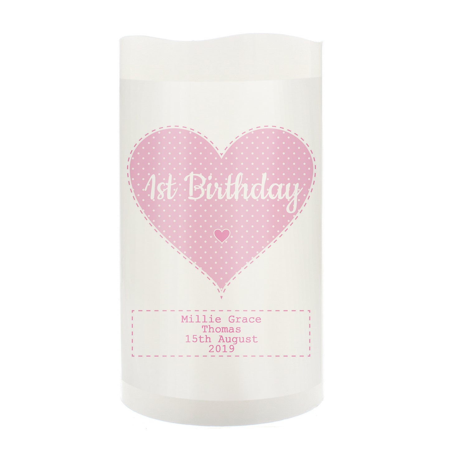 Personalised Stitch & Dot Baby Girl Nightlight LED Candle - Personalise It!