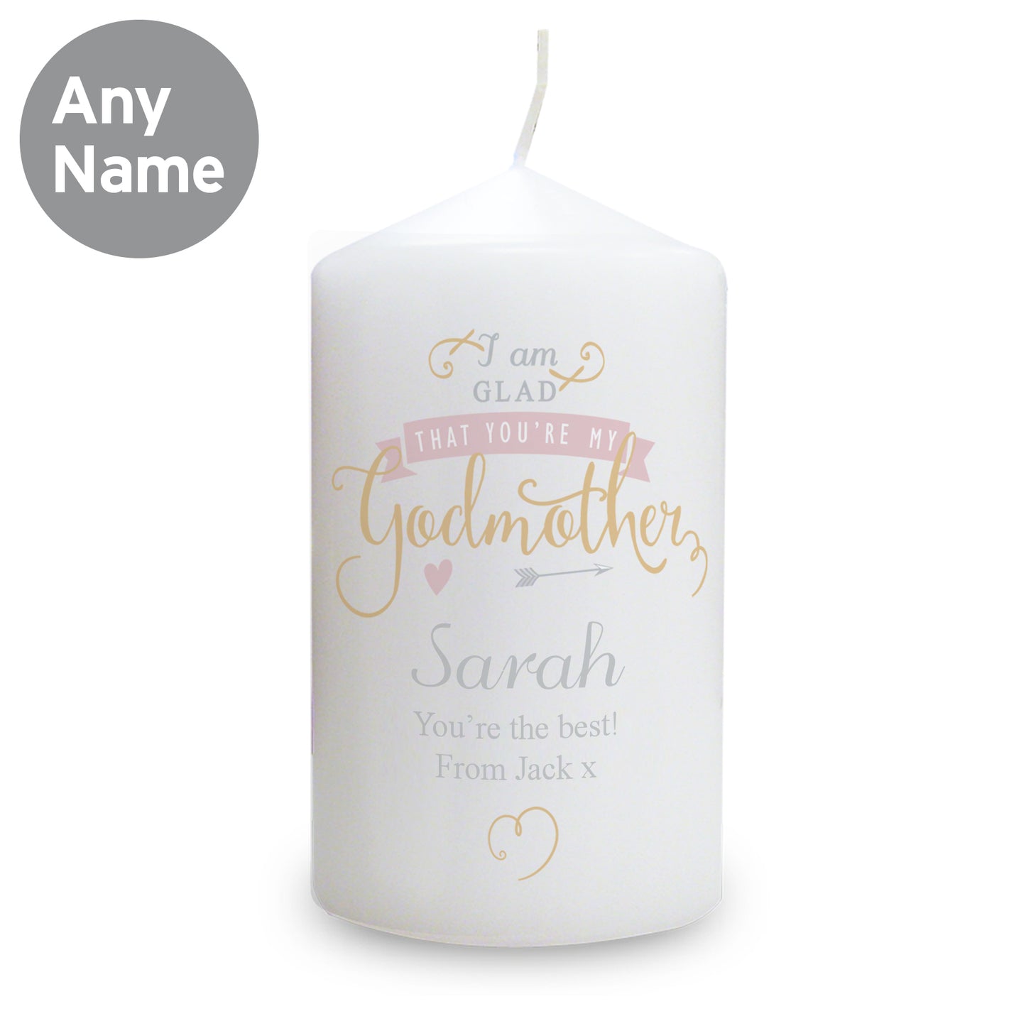 Personalised I Am Glad... Godmother Candle - Personalise It!