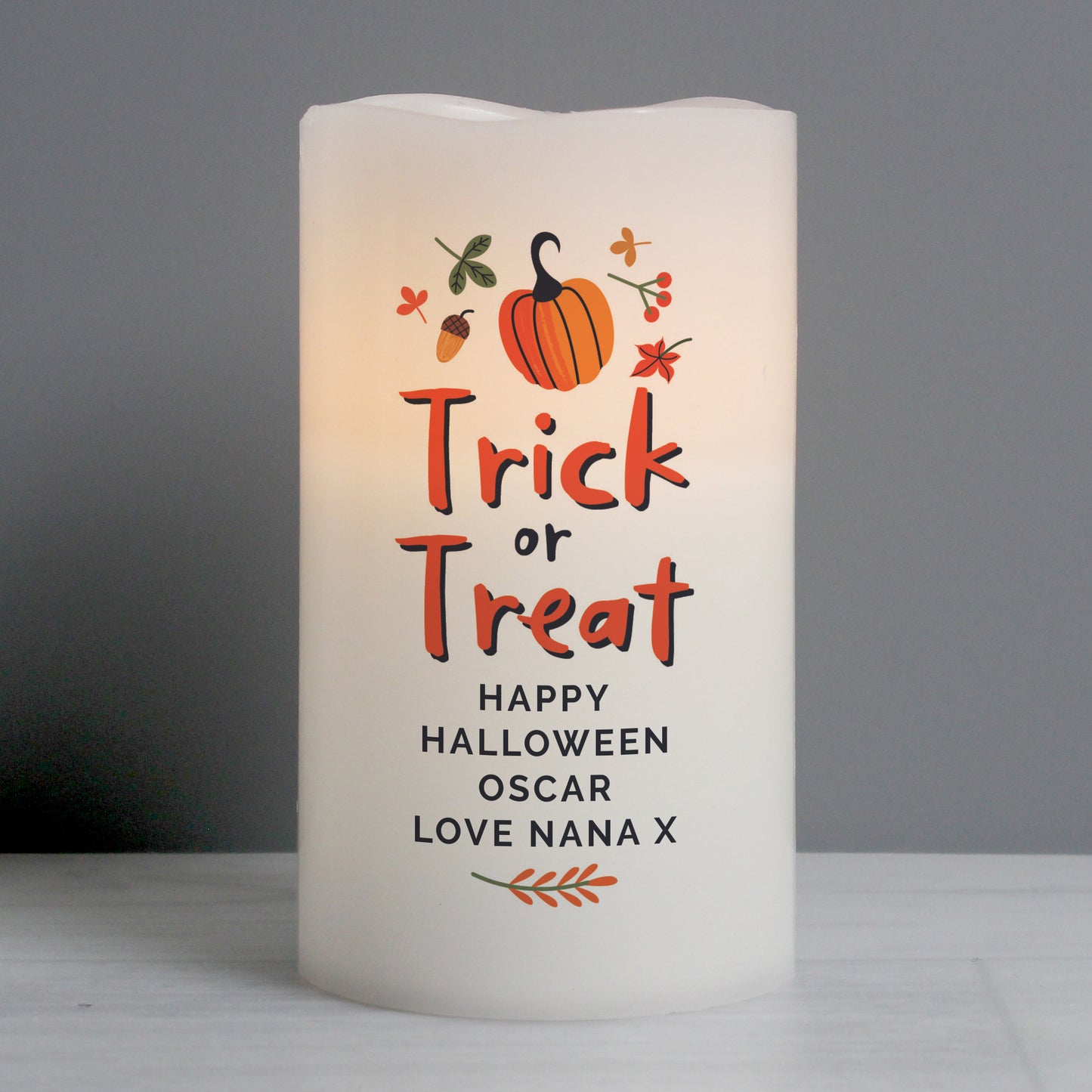 Personalised Trick or Treat LED Candle - Personalise It!