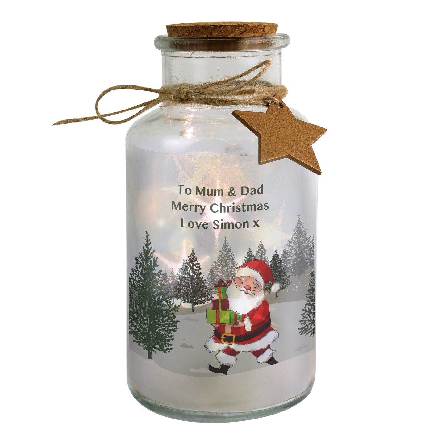 Personalised Santa LED Glass Jar - Personalise It!