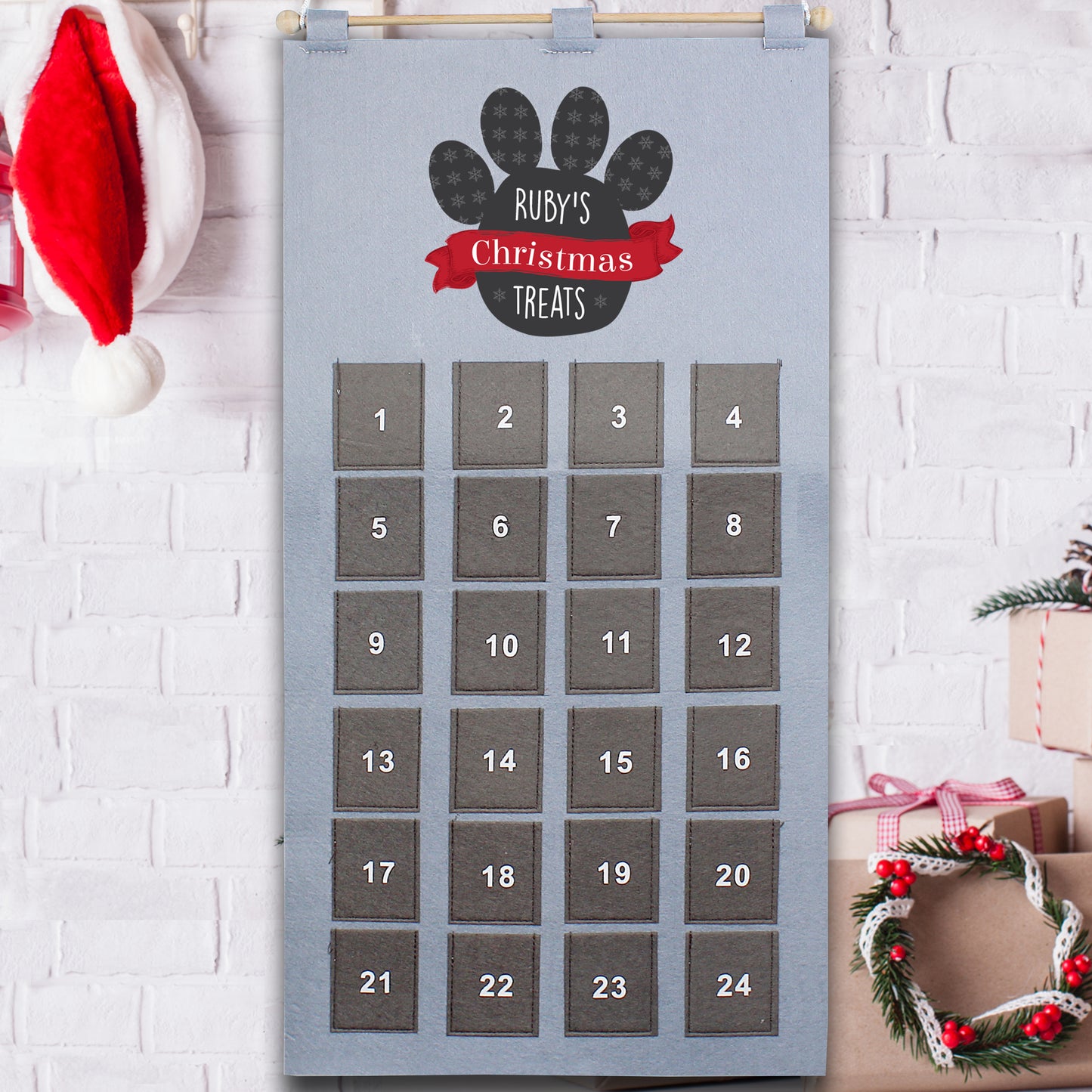 Personalised Pet Advent Calendar In Silver Grey - Personalise It!