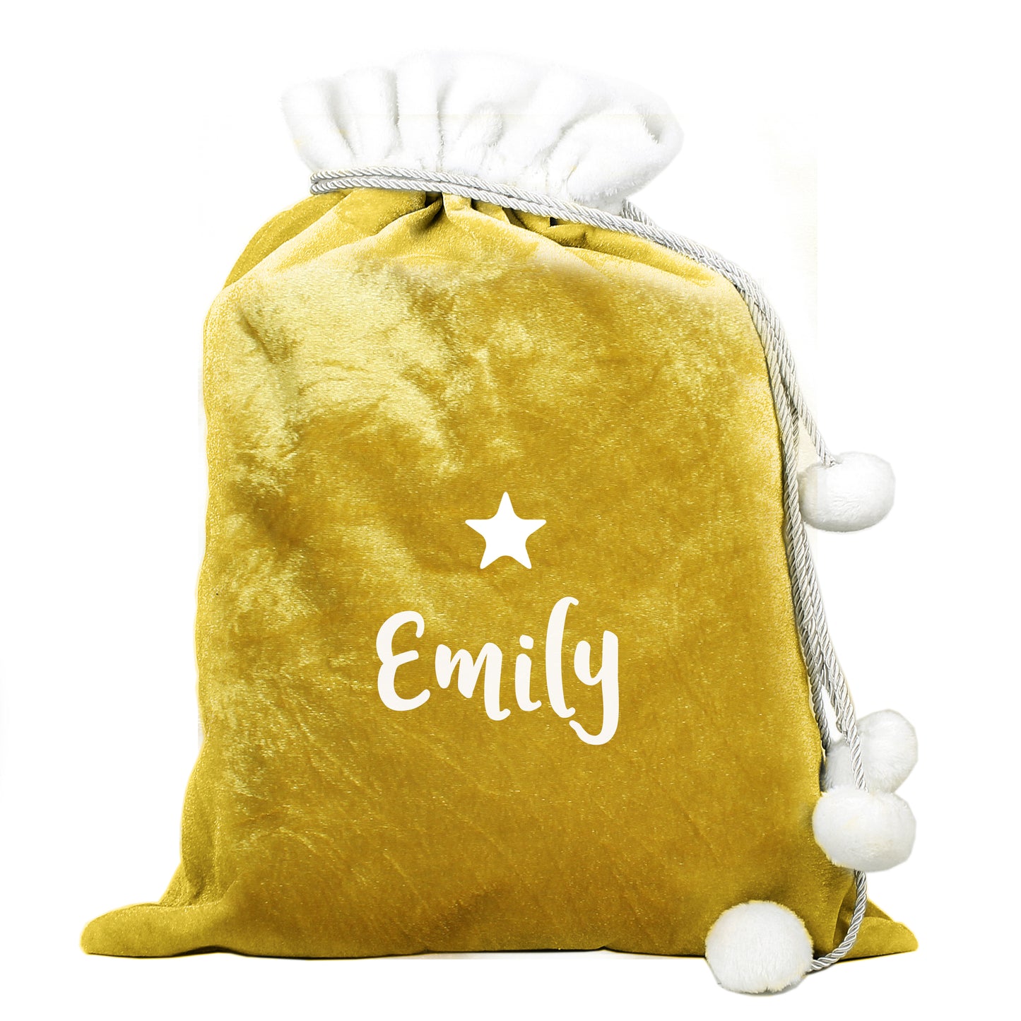 Personalised Name Only Gold Luxury Pom Pom Sack - Personalise It!