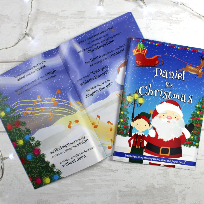 Personalised Boys ""It's Christmas"" Story Book, Featuring Santa and his Elf Jingles - Personalise It!