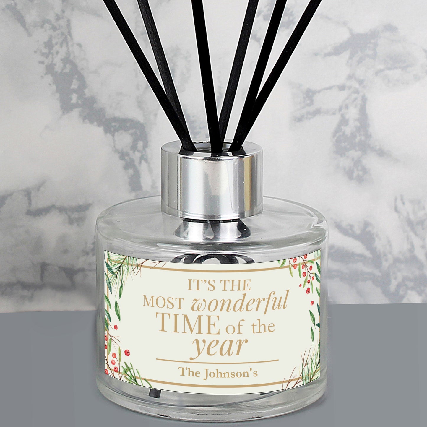 Personalised 'Wonderful Time of The Year' Christmas Reed Diffuser - Personalise It!