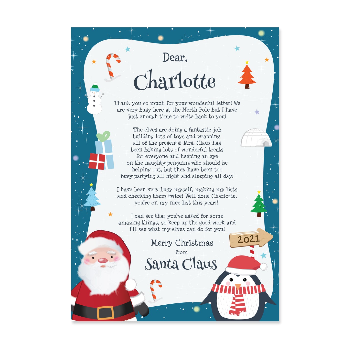 Personalised Christmas Penguin Letter - Personalise It!