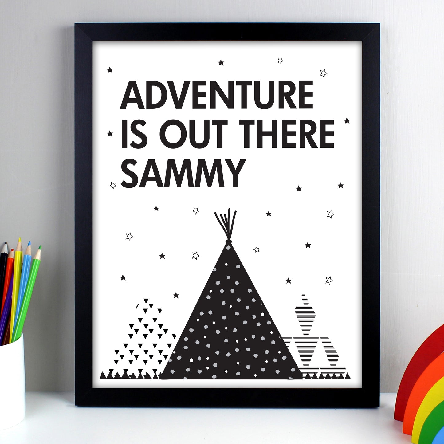 Personalised Adventure Is Out There Black Framed Print - Personalise It!