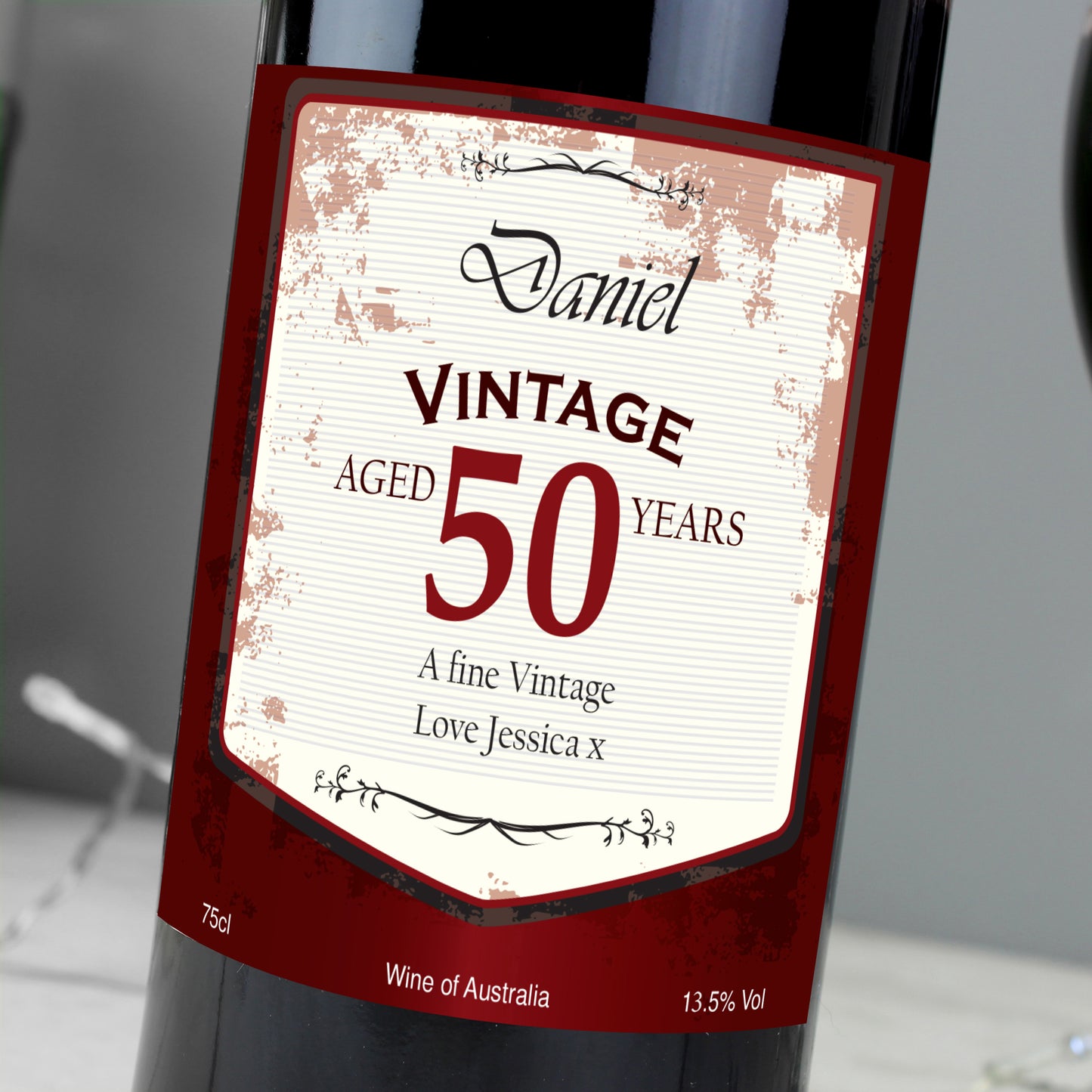 Personalised Red Wine Vintage Age Label - Personalise It!