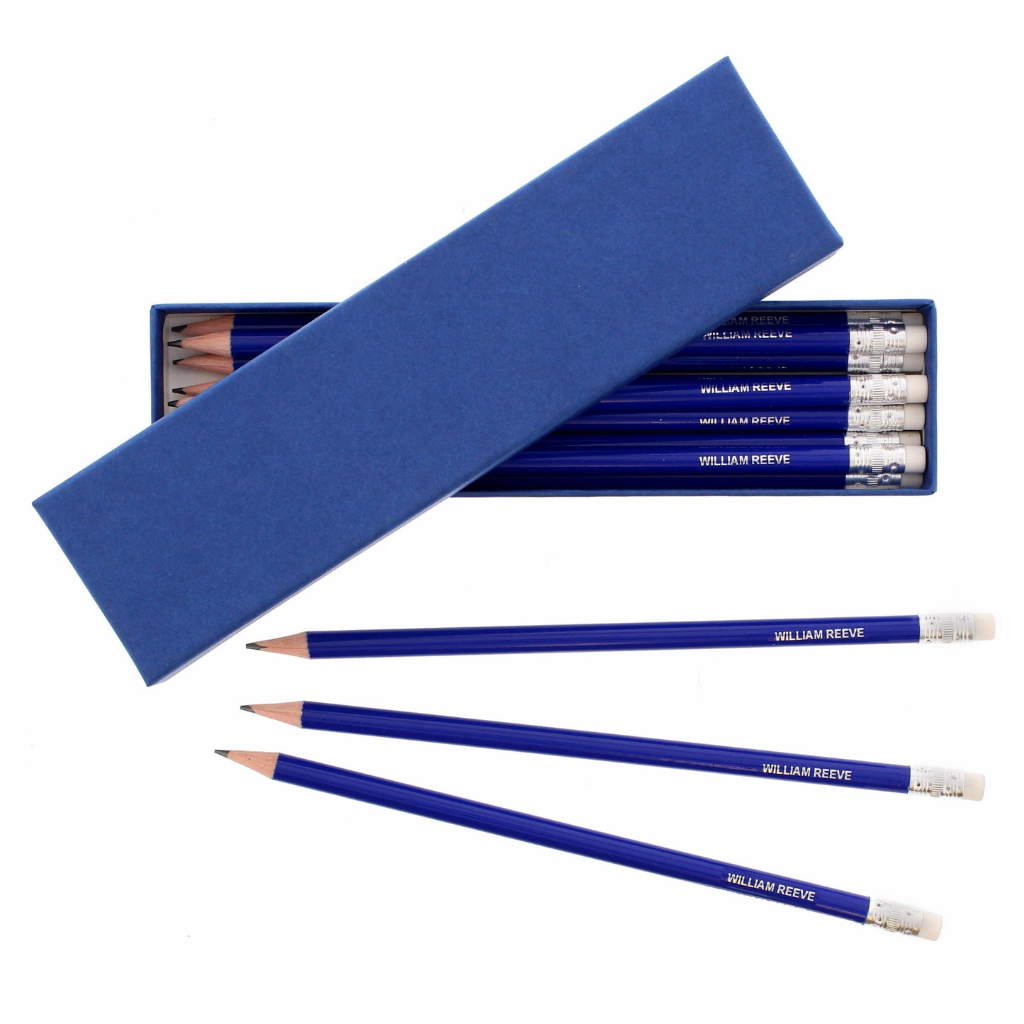 Personalised Box of 12 Blue HB Pencils - Personalise It!