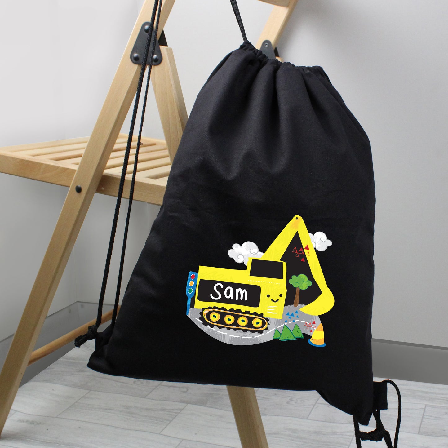 Personalised Digger Black Swim & Kit Bag - Personalise It!
