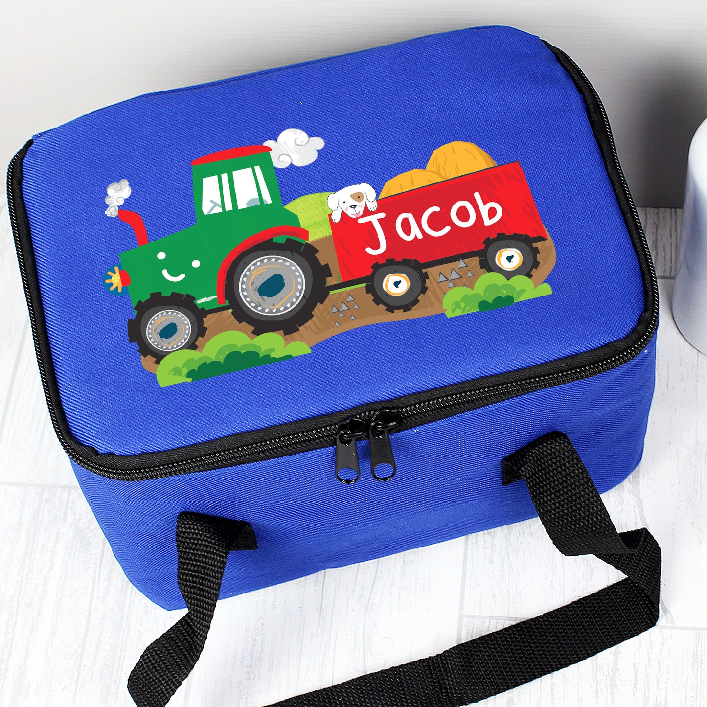 Personalised Tractor Blue Lunch Bag - Personalise It!