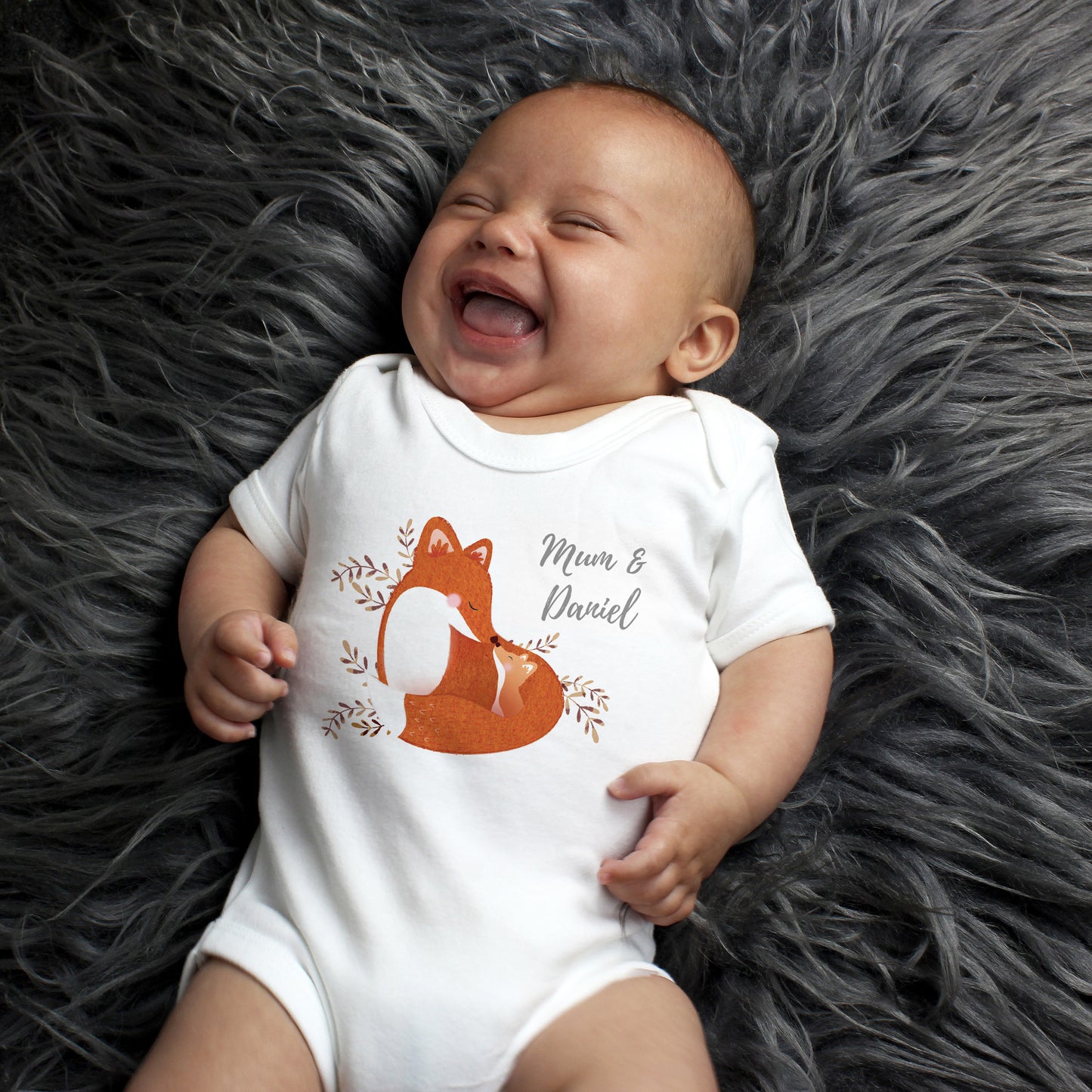 Personalised Mummy and Me Fox 0-3 Months Baby Vest - Personalise It!