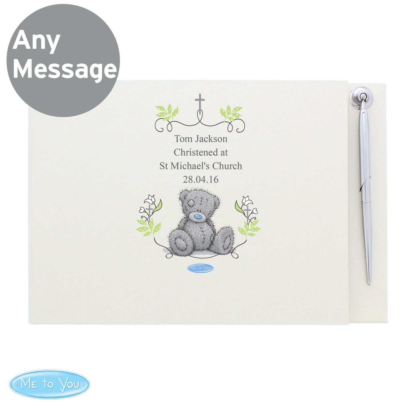 Personalised Religious Cross Hardback Guest Book & Pen - Personalise It!