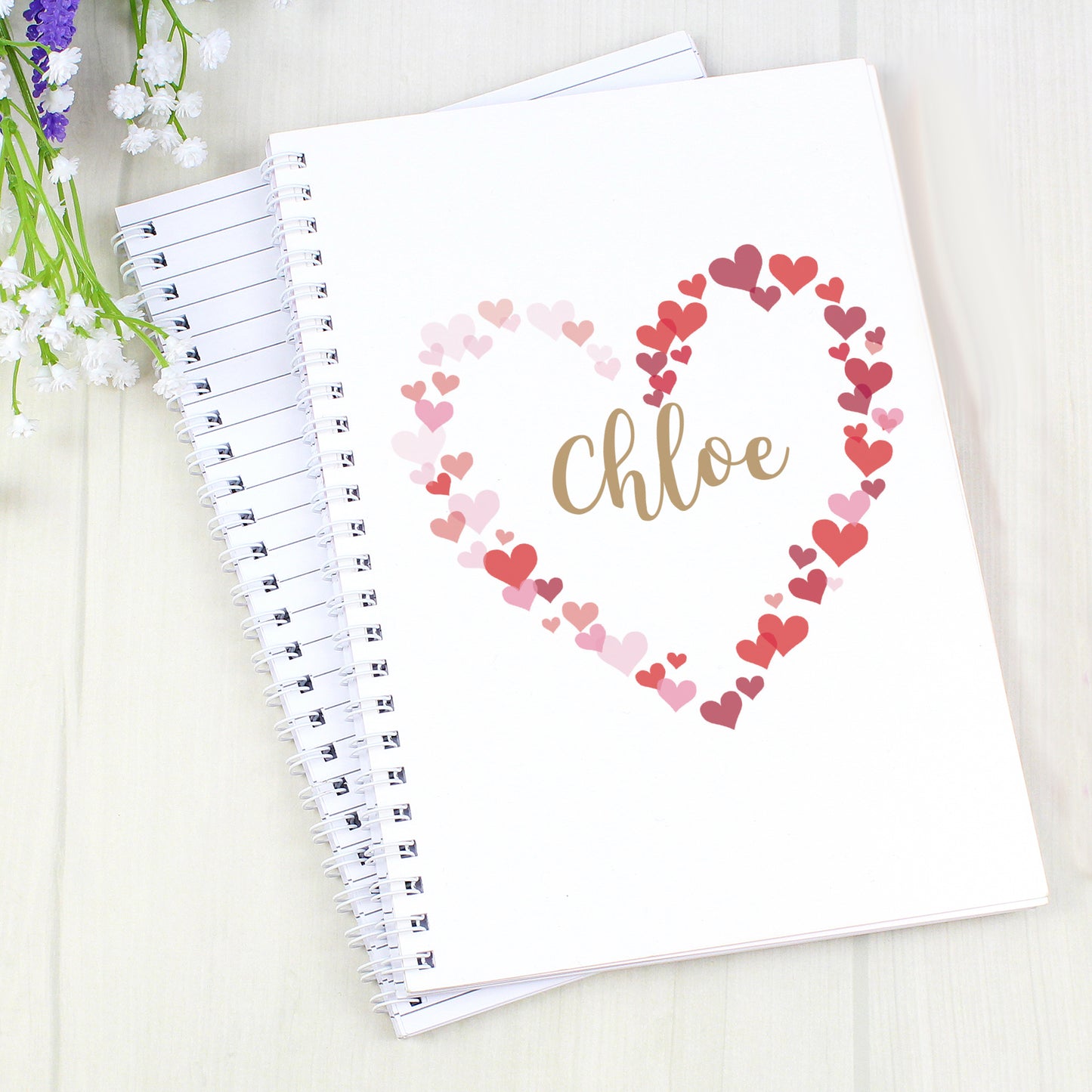 Personalised Confetti Hearts A5 Notebook - Personalise It!