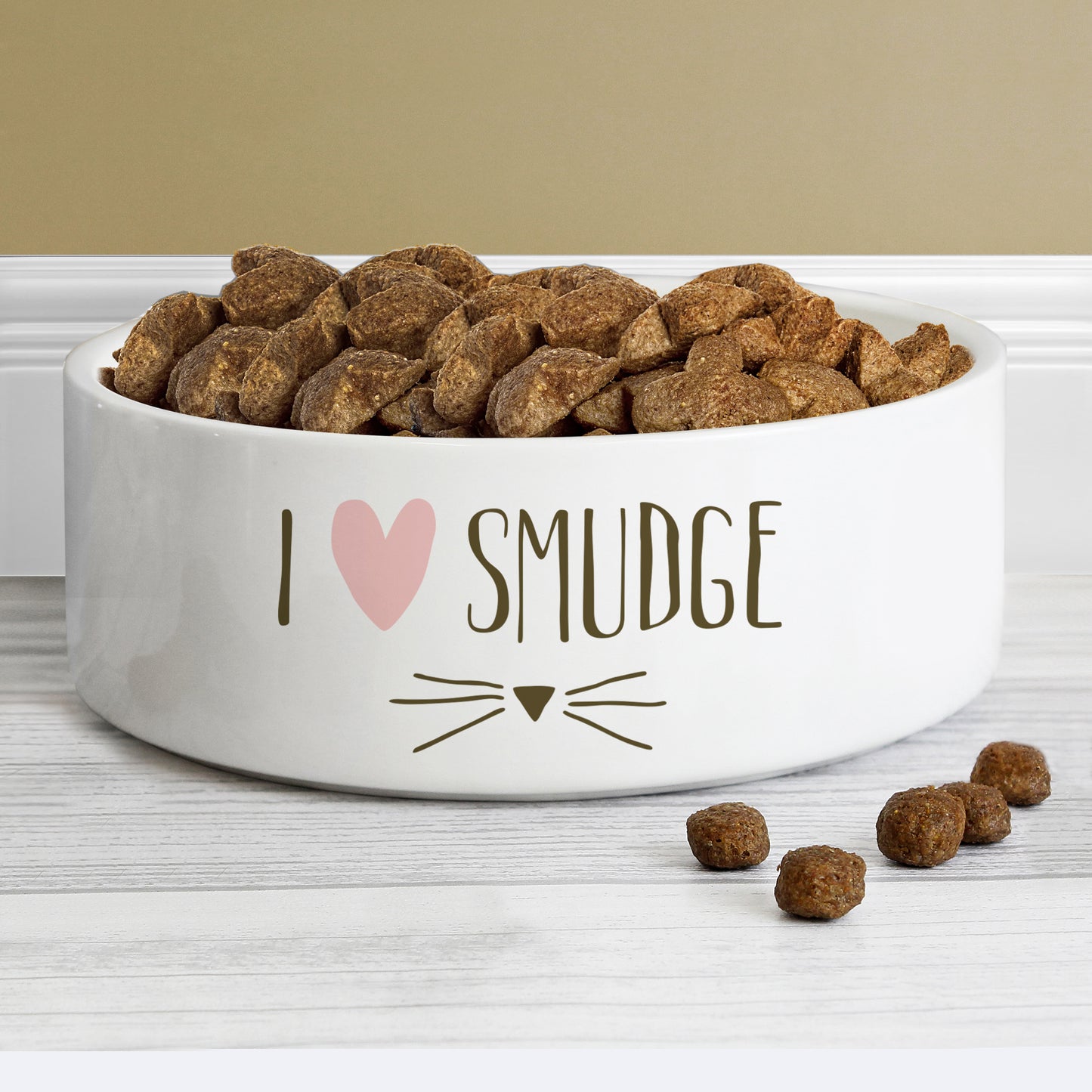 Personalised Cat Features 14cm Medium White Pet Bowl - Personalise It!