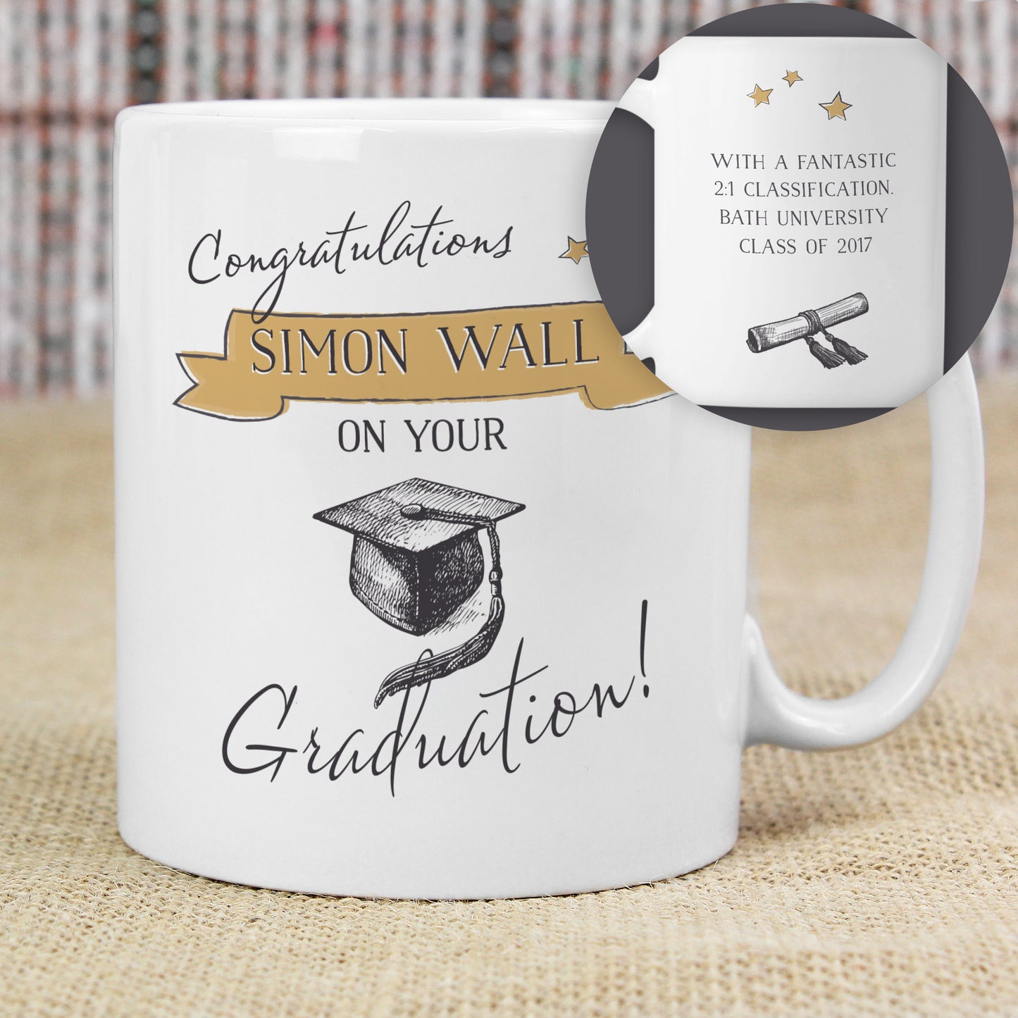Personalised Gold Star Graduation Mug - Personalise It!