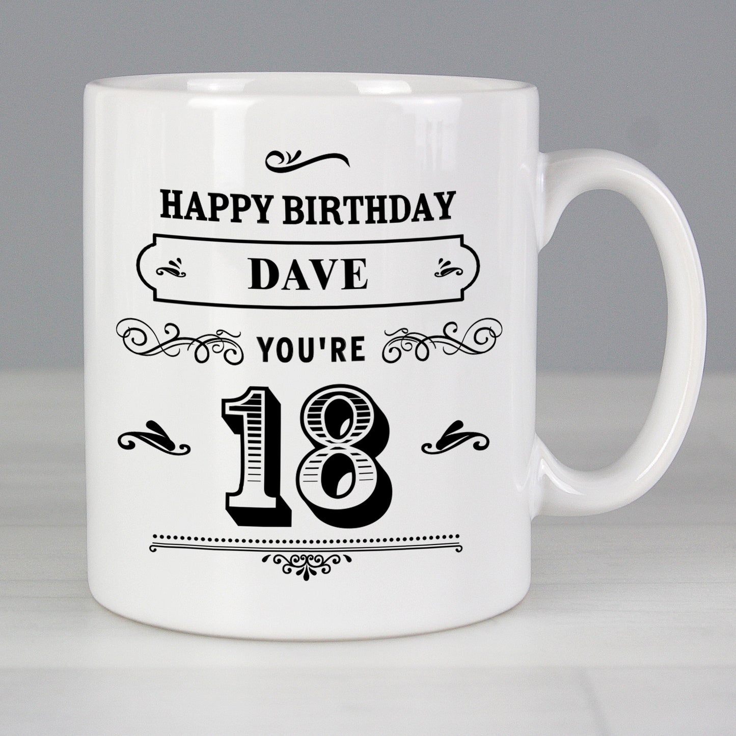 Personalised Birthday Vintage Typography Mug - Personalise It!