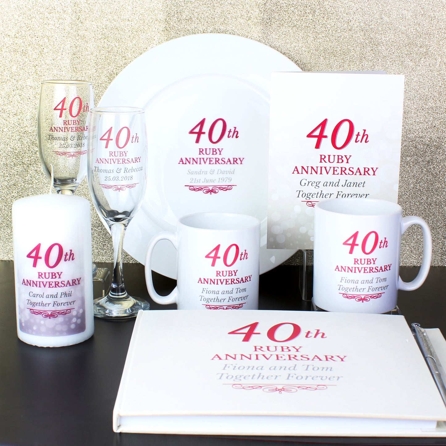 Personalised 40th Ruby Anniversary Mug Set - Personalise It!