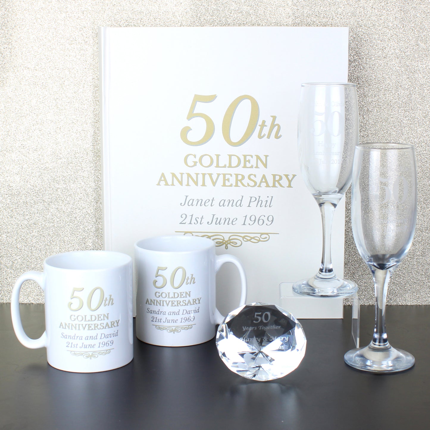 Personalised 50th Golden Anniversary Mug Set - Personalise It!