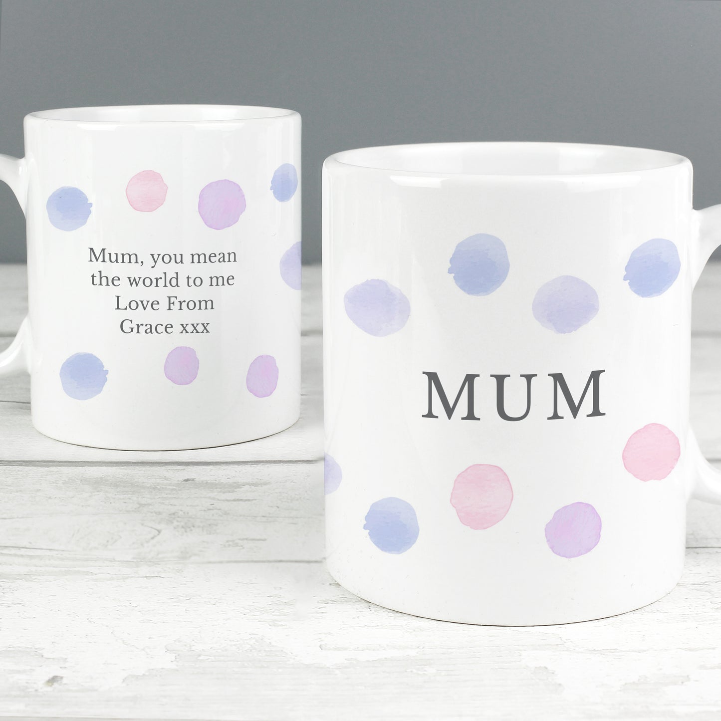 Personalised Pink Spot Mug - Personalise It!