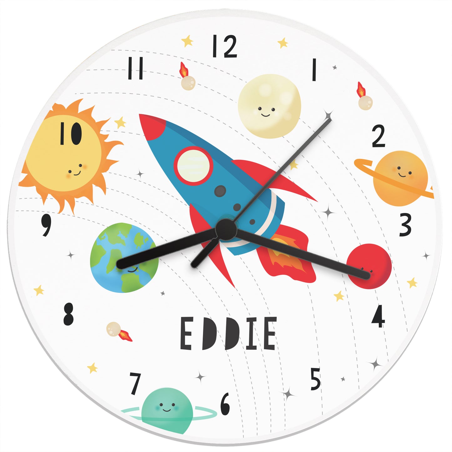 Personalised Solar Sytem Glass Clock - Personalise It!