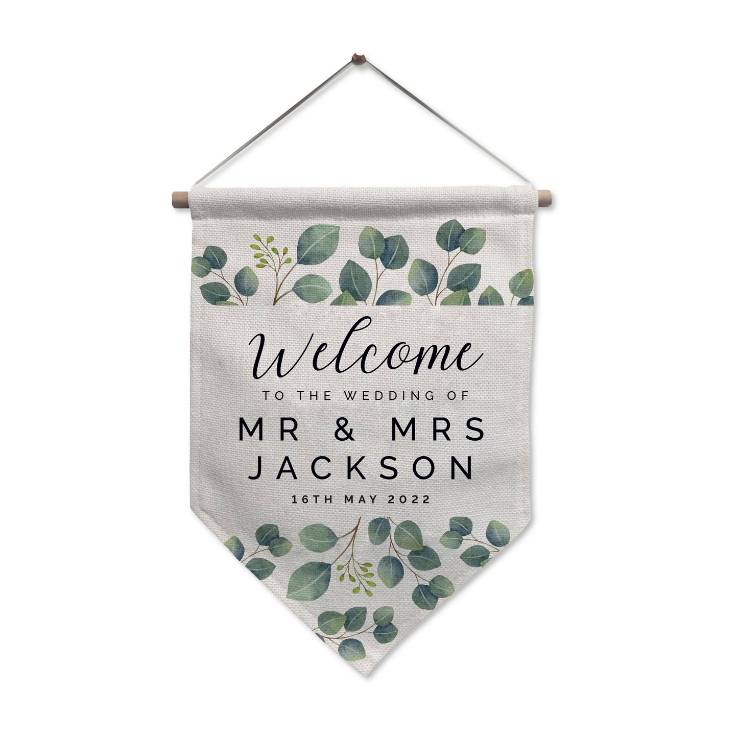 Personalised Botanical Wedding Hanging Banner - Personalise It!