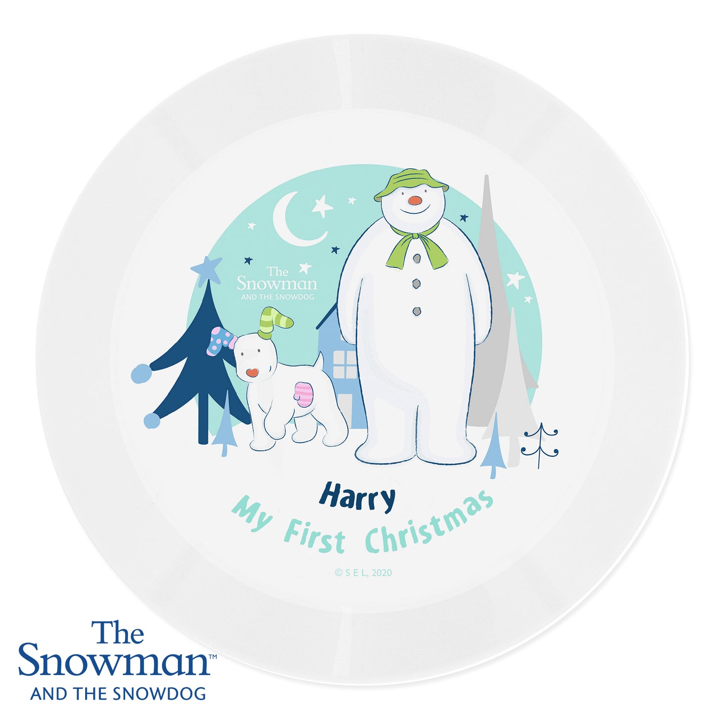 Personalised The Snowman and the Snowdog Plastic Plate - Personalise It!