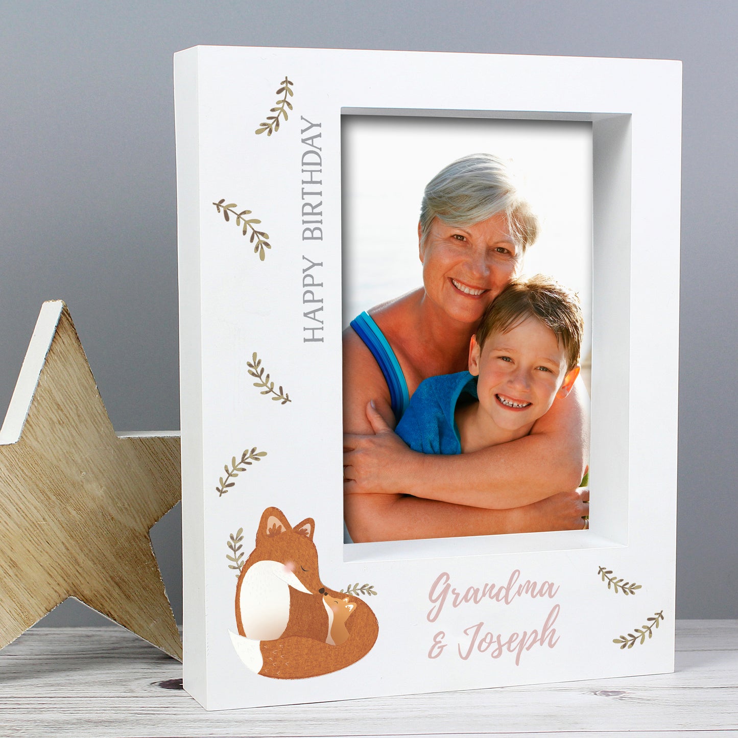 Personalised Mummy and Me Fox 5x7 Box Photo Frame - Personalise It!
