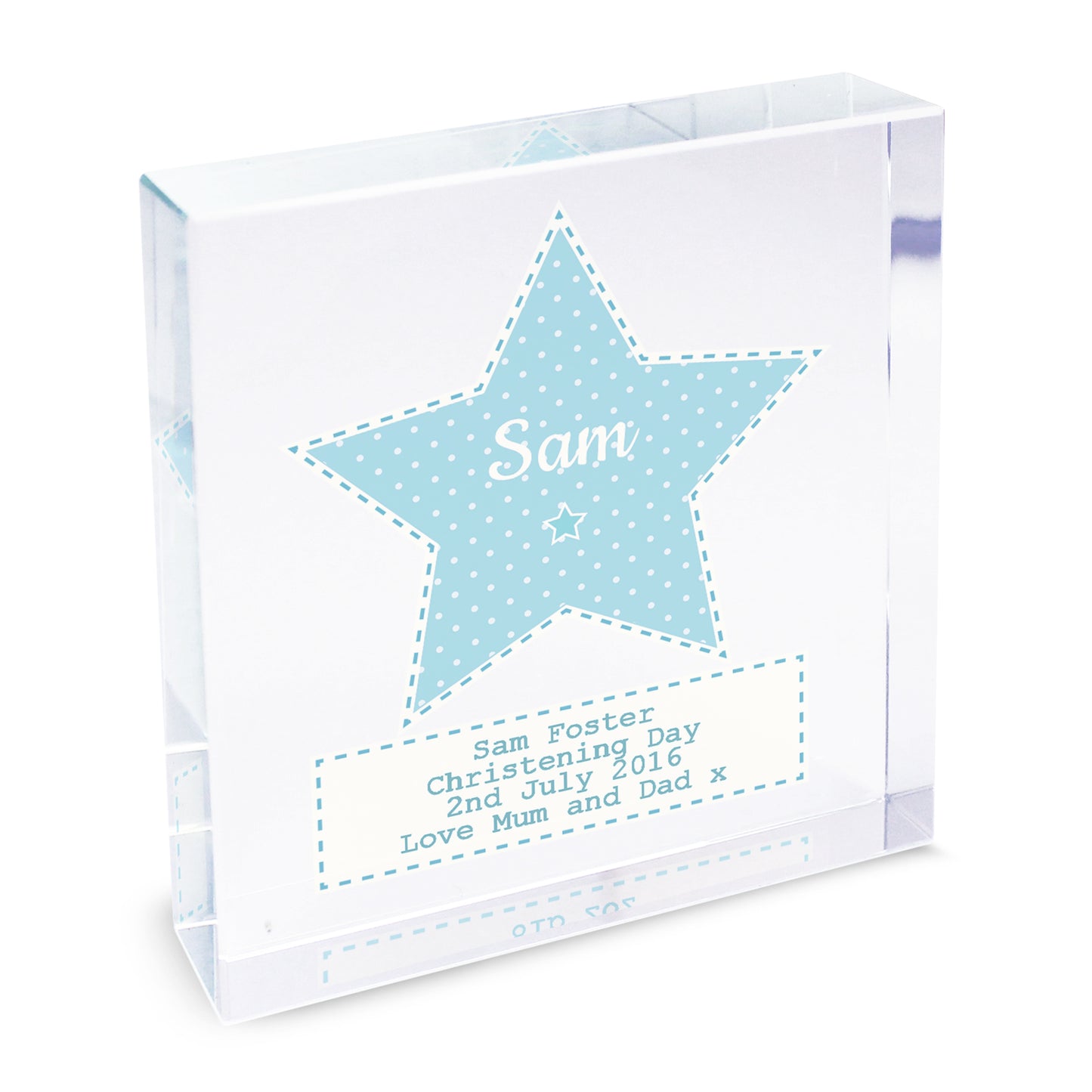 Personalised Stitch & Dot Baby Boy Large Crystal Token - Personalise It!