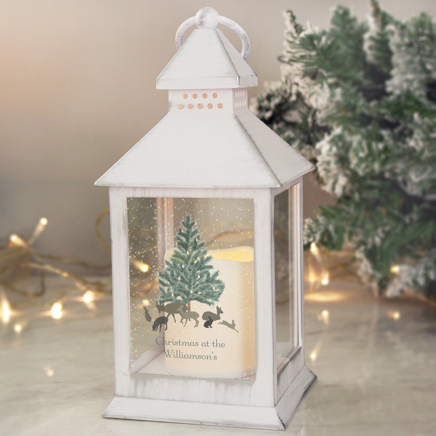 Personalised A Winter's Night White Lantern - Personalise It!